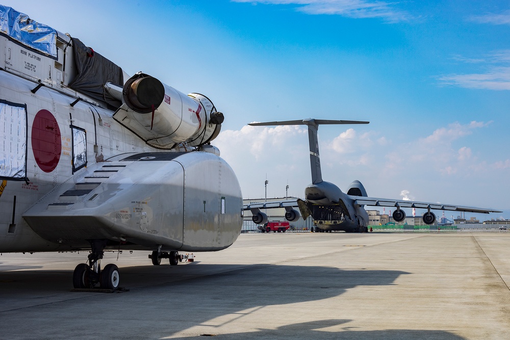 Super Galaxy transports retired Japanese helicopters