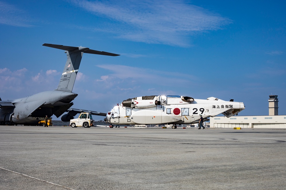 Super Galaxy transports retired Japanese helicopters