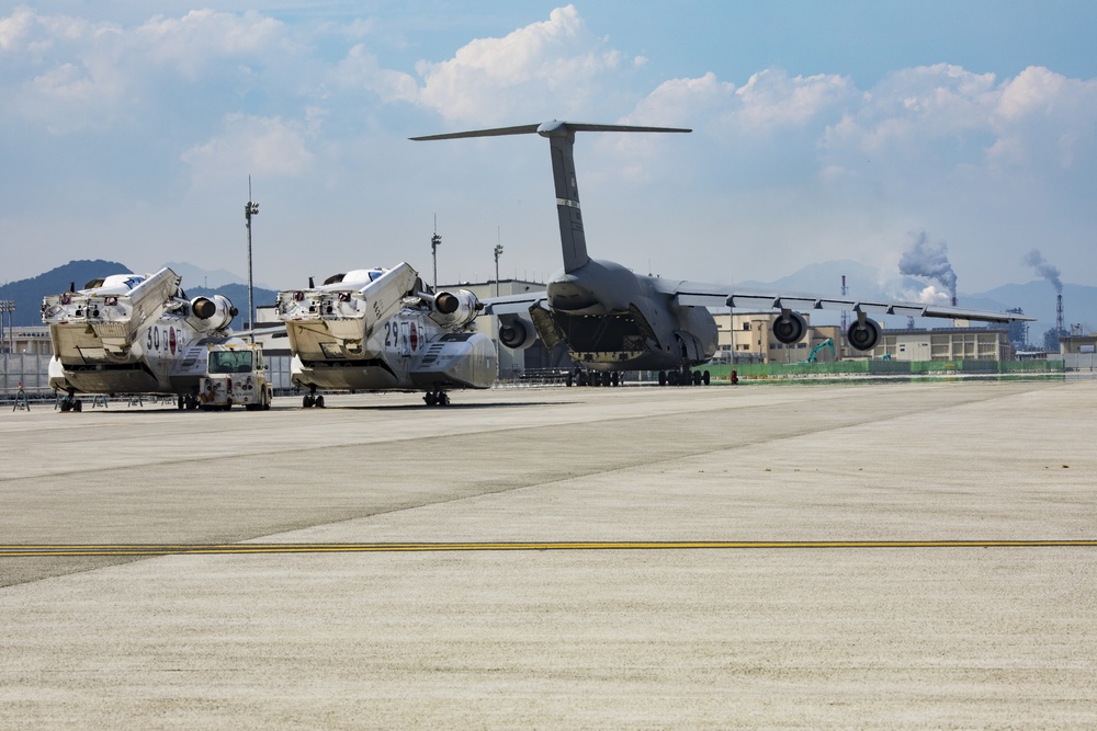 Super Galaxy transports retired Japanese helicopters