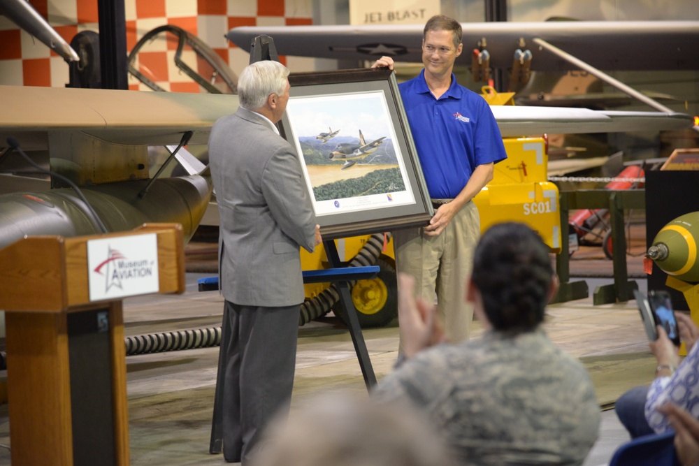 F-100D is the last aircraft to be placed into Hangar One, which marks a significant milestone for the museum.