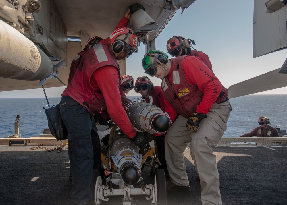 GHWB is the flagship of Carrier Strike Group (CSG) 2, which is comprised of the staff of CSG-2; GHWB; the nine squadrons and staff of Carrier Air Wing (CVW) 8; Destroyer Squadron (DESRON) 22 staff and guided-missile destroyers USS Laboon (DDG 58) and USS