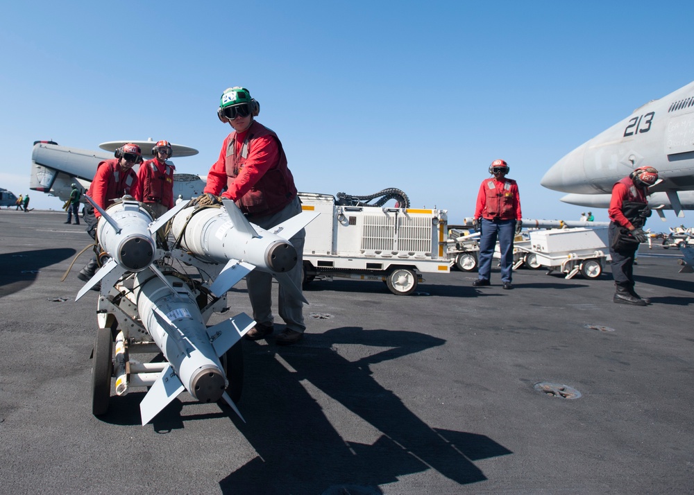 GHWB is the flagship of Carrier Strike Group (CSG) 2, which is comprised of the staff of CSG-2; GHWB; the nine squadrons and staff of Carrier Air Wing (CVW) 8; Destroyer Squadron (DESRON) 22 staff and guided-missile destroyers USS Laboon (DDG 58) and USS