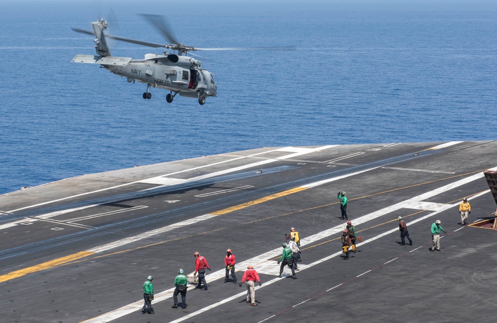 GHWB is the flagship of Carrier Strike Group (CSG) 2, which is comprised of the staff of CSG-2, GHWB, the nine squadrons and staff of Carrier Air Wing (CVW) 8, Destroyer Squadron (DESRON) 22 staff and guided-missile destroyers USS Laboon (DDG 58) and US..