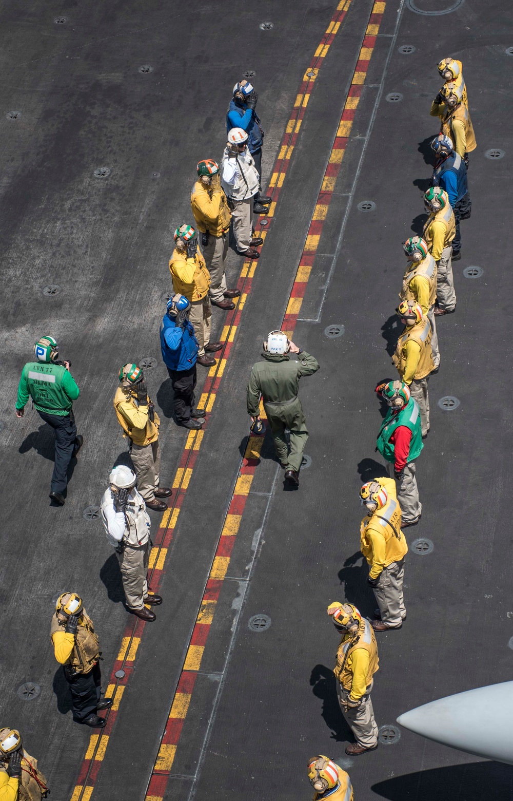 GHWB is the flagship of Carrier Strike Group (CSG) 2, which is comprised of the staff of CSG-2, GHWB, the nine squadrons and staff of Carrier Air Wing (CVW) 8, Destroyer Squadron (DESRON) 22 staff and guided-missile destroyers USS Laboon (DDG 58) and USS