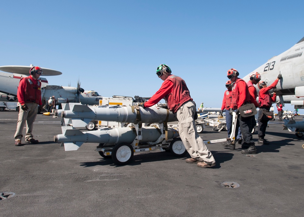 GHWB is the flagship of Carrier Strike Group (CSG) 2, which is comprised of the staff of CSG-2; GHWB; the nine squadrons and staff of Carrier Air Wing (CVW) 8; Destroyer Squadron (DESRON) 22 staff and guided-missile destroyers USS Laboon (DDG 58) and USS