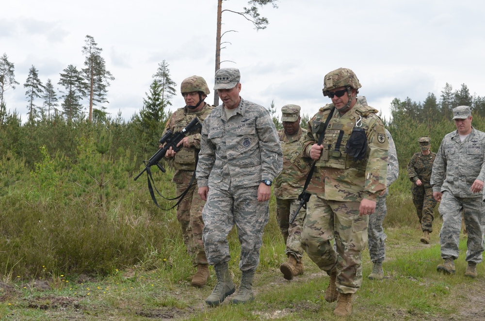 Chief of the US National Guard Bureau visits service members during Exercise Saber Strike