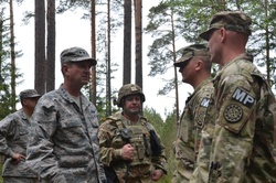 Chief of the US National Guard Bureau visits service members during Exercise Saber Strike
