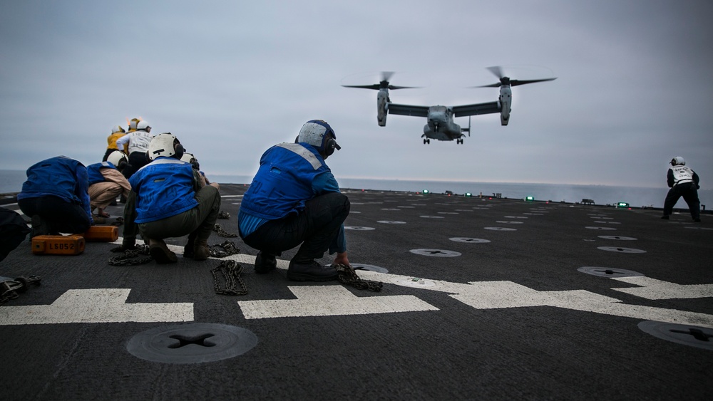 USS Pearl Harbor (LSD 52) conducts flight and boat operations during CERTEX