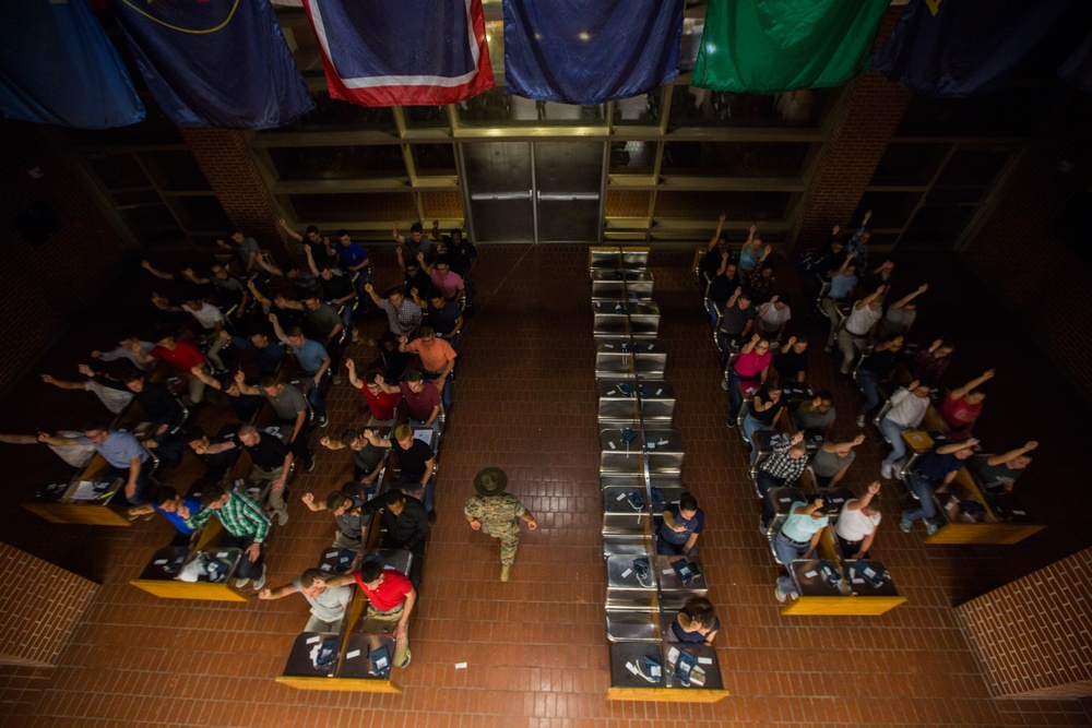 Marine recruits take first steps to earning title on Parris Island