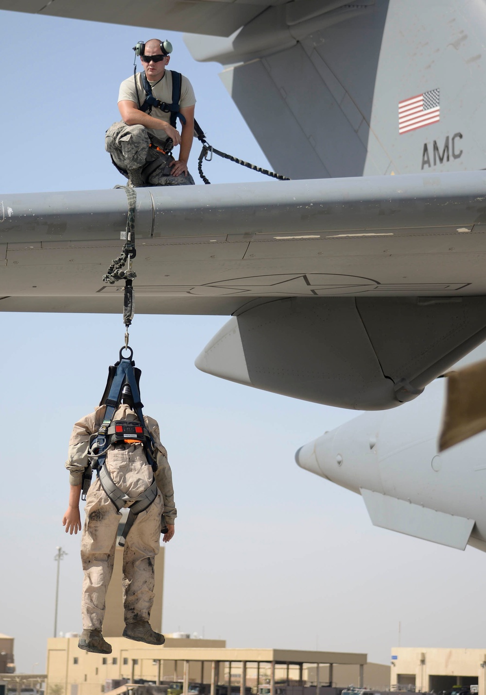 A Fall Restraint Exercise was Held at Al Udeid in Support of Fall Protection Awareness Month