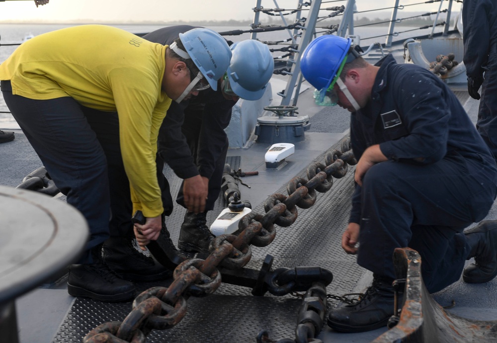 USS Wayne E. Meyer Conducts an Anchor Drop Test