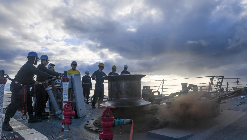 USS Wayne E. Meyer Conducts an Anchor Drop Test