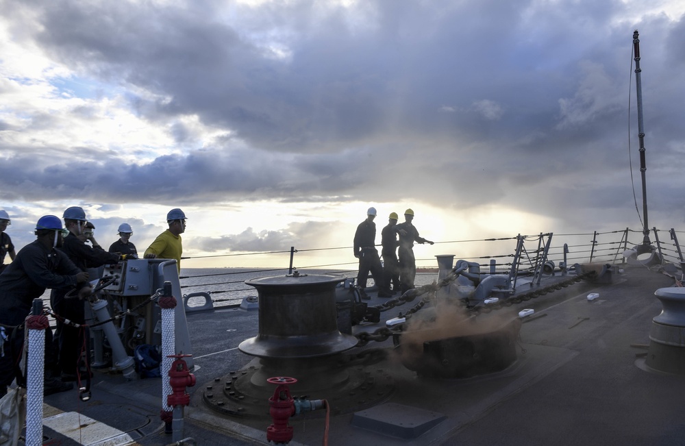 USS Wayne E. Meyer Conducts an Anchor Drop Test