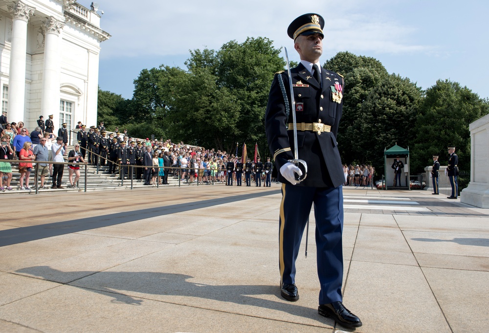 Army Leadership lays a wreath at the Tomb of the Unknown Soldier in honor of the Army's 242nd Birthday Leadership lay wreath at the Tomb of the Unknown Soldier in honor of the Army's 242nd Birthday