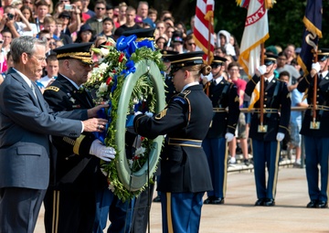 Army Leadership lays a wreath at the Tomb of the Unknown Soldier in honor of the Army's 242nd Birthday