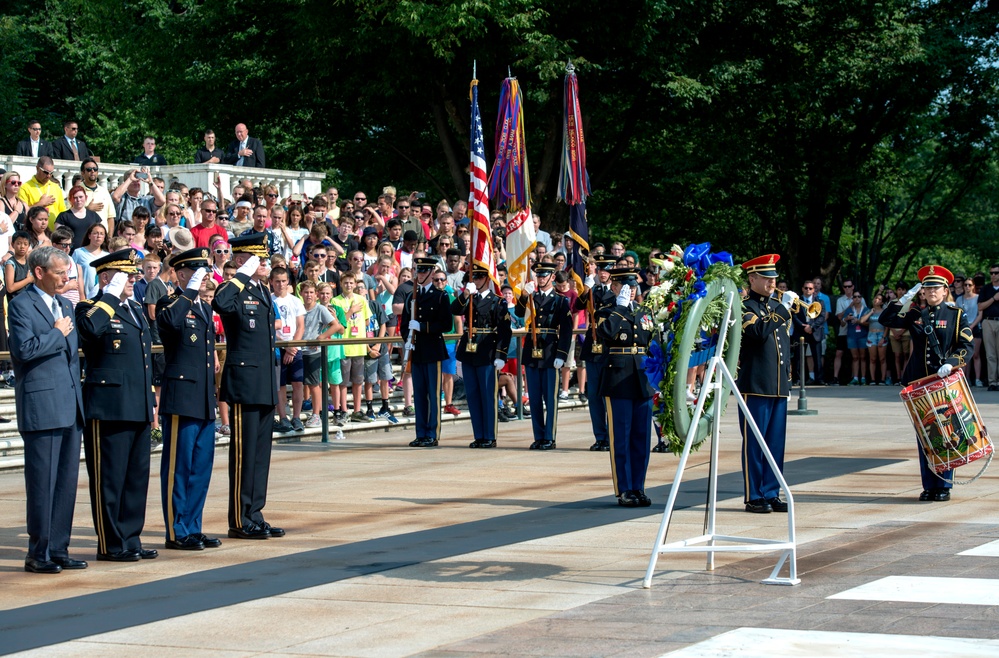 Army Leadership lays a wreath at the Tomb of the Unknown Soldier in honor of the Army's 242nd Birthday