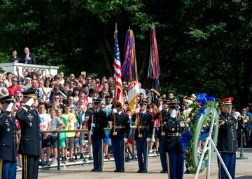Army Leadership lays a wreath at the Tomb of the Unknown Soldier in honor of the Army's 242nd Birthday