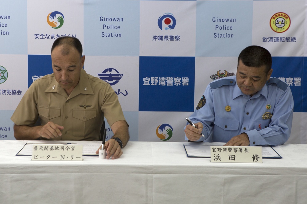 Ginowan Police Department, MCAS Futenma sign base access agreement