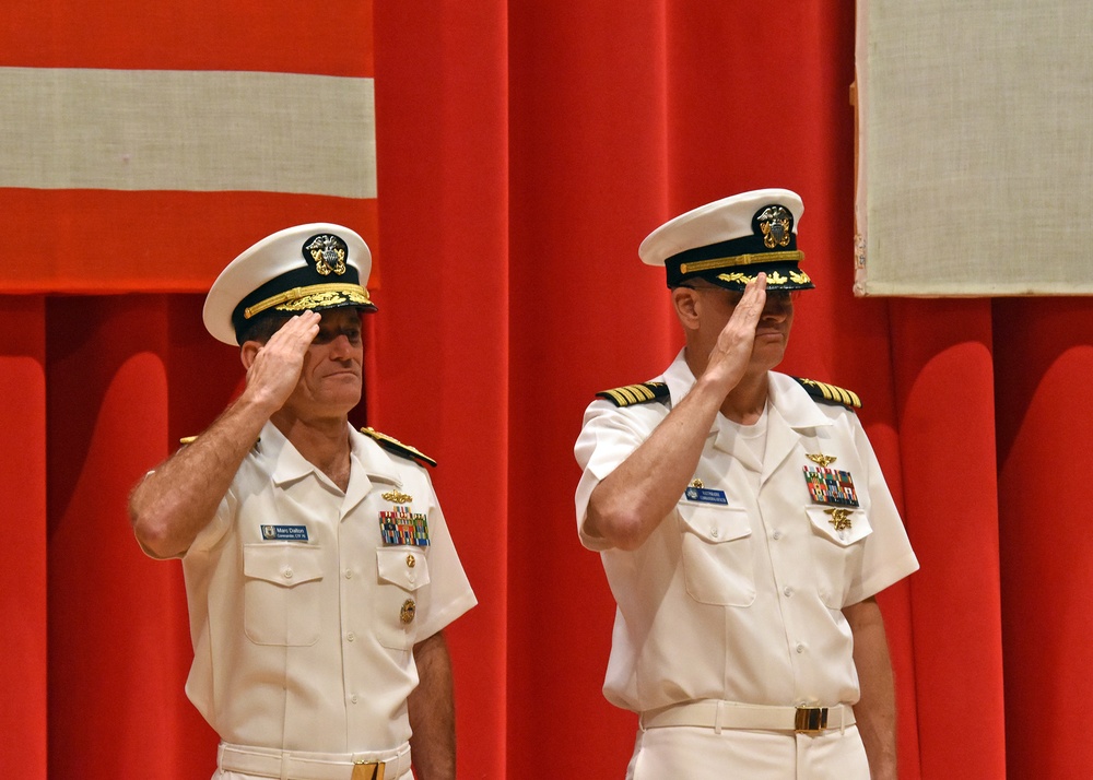 Commander, Amphibious Force 7th Fleet and Blue Ridge Commanding Officer at Blue Ridge's change of command ceremony.