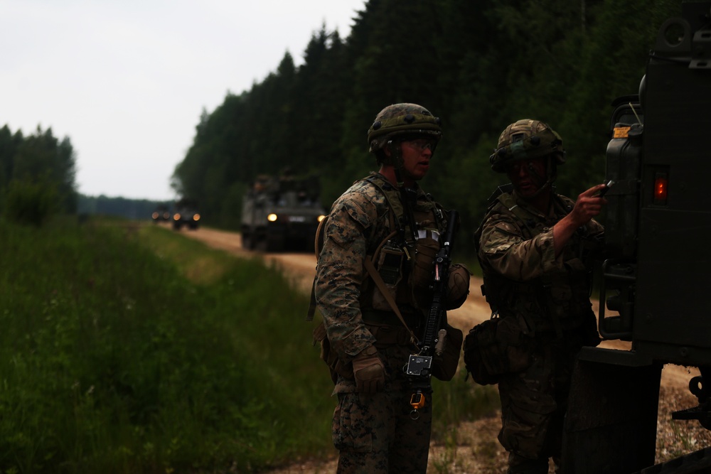 Saber Strike 17: BSRF Marines patrol during FINEX