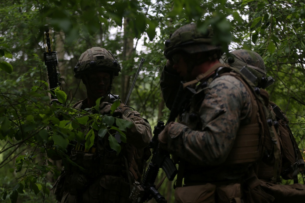Saber Strike 17: BSRF Marines patrol during FINEX
