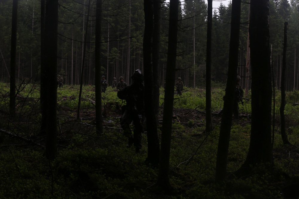 Saber Strike 17: BSRF Marines patrol during FINEX