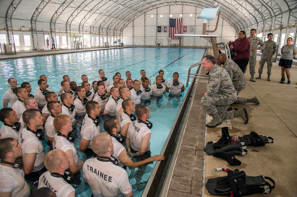 Air Force Chief of Staff Gen. David Goldfein and Chief Master Sgt. of the Air Force Kaleth O. Wright