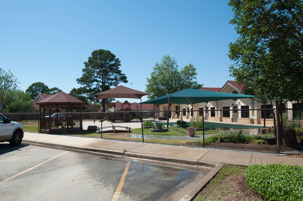 Ongoing construction on outdoor play area for the Child Development Center, Bldg 22.