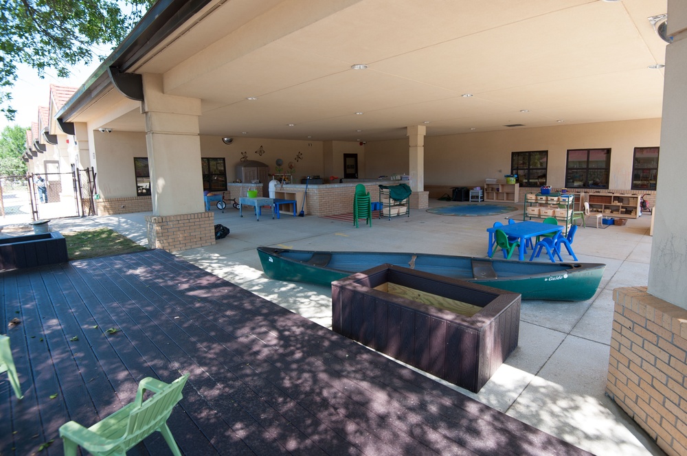 Ongoing construction on outdoor play area for the Child Development Center, Bldg 22.