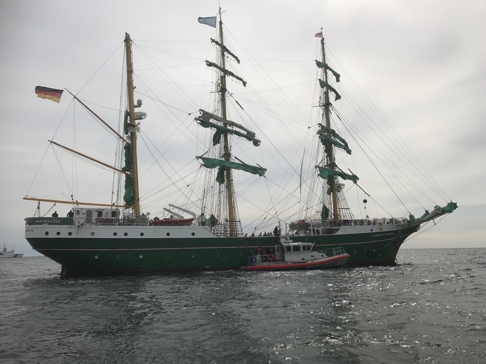 U.S. Coast Guard and Customs and Border Patrol perform joint boardings for Sail Boston 2017