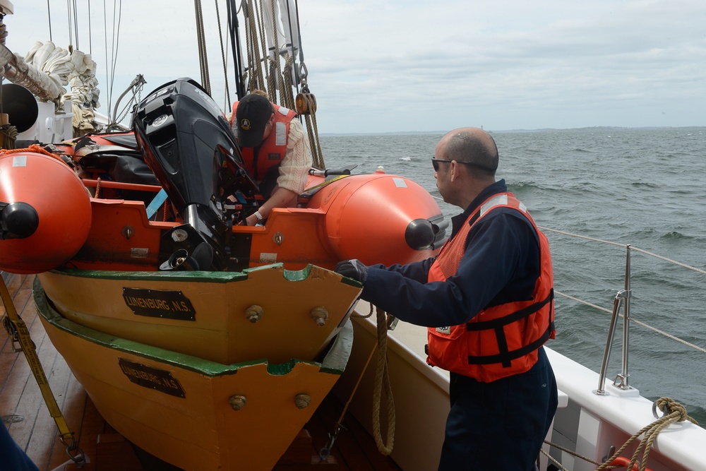 U.S. Coast Guard and Customs and Border Patrol perform joint boardings for Sail Boston 2017