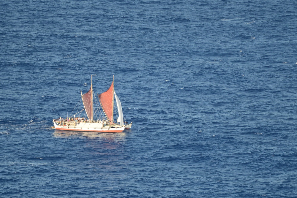 Coast Guard conducts overflight, prepares for return of Hōkūleʻa to Oahu