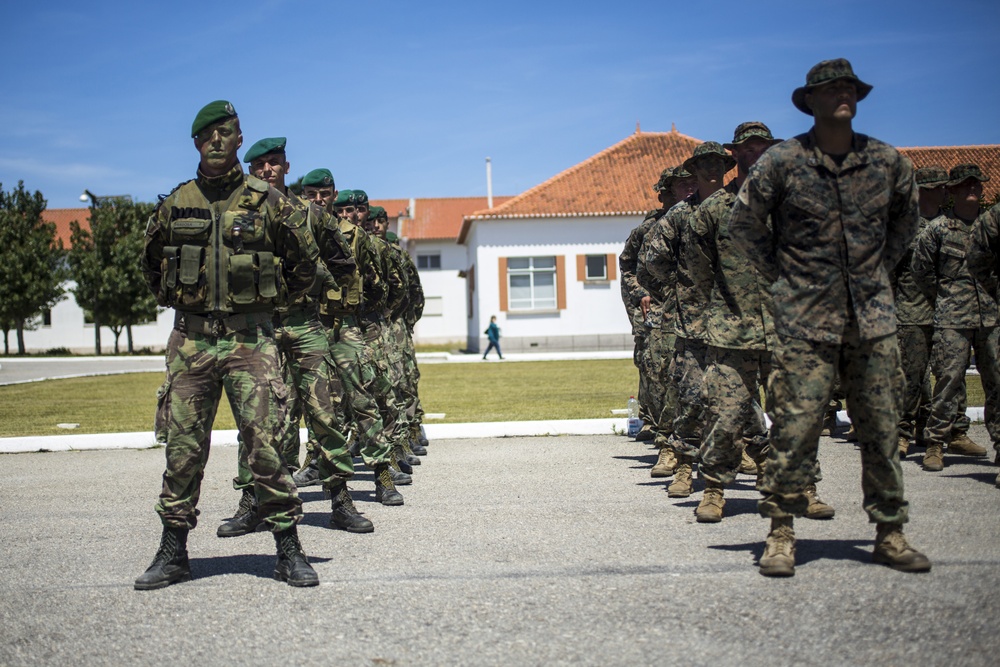 SPMAGTF-CR-AF Marines Train With Portuguese Paratroopers