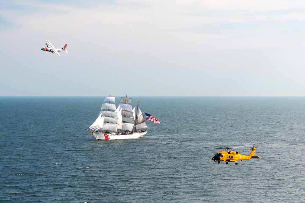 Coast Guard Cutter Eagle sails from Norfolk, Va., to Boston