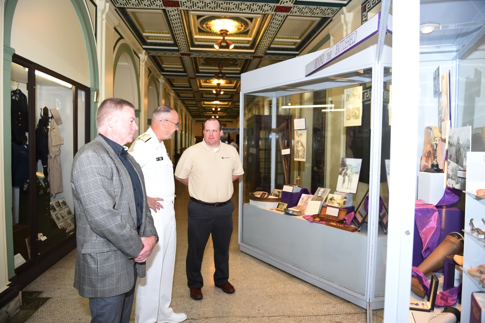 Vice Admiral Forrest Faison Surgeon General and Chief, Bureau of Medicine and Surgery takes a tours of the Soldiers and Sailors Trust museum