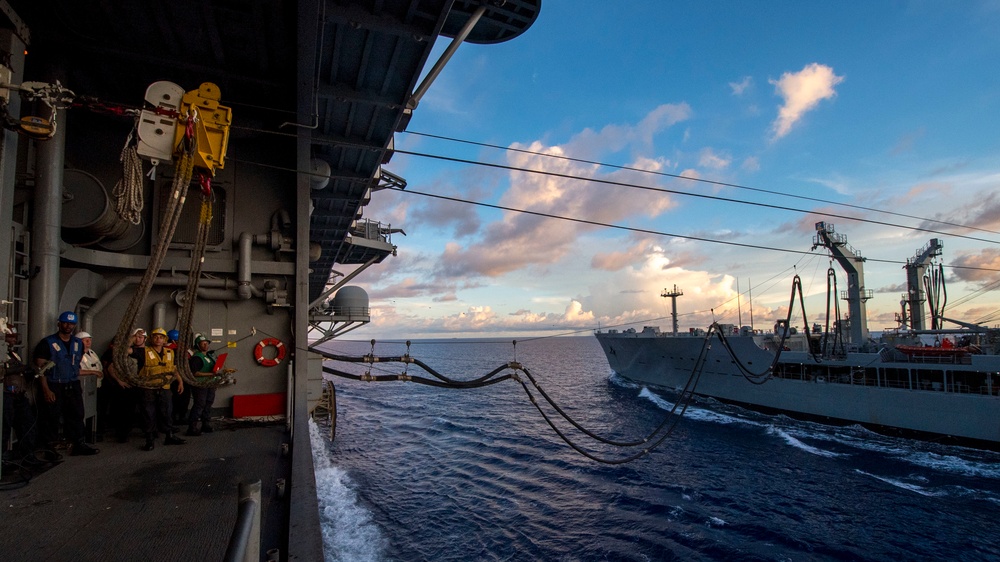 USS Bonhomme Richard (LHD 6) Replenishment-at-sea with USNS Rappahannock (T-AO 204)