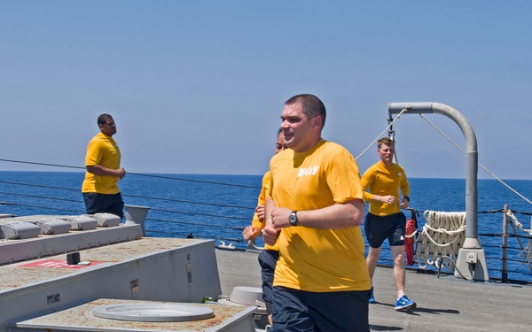 Truxtun, part of the George H.W. Bush Carrier Strike Group (GHWBCSG), is conducting naval operations in the U.S. 6th Fleet area operations in support of U.S. national security interests in Europe and Africa.