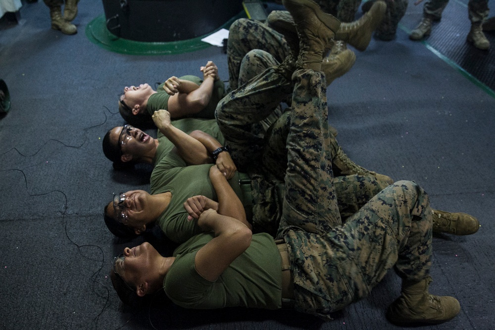 Taser, Taser, Taser, 31st MEU Marines, Sailors learn nonlethal weapons tactics