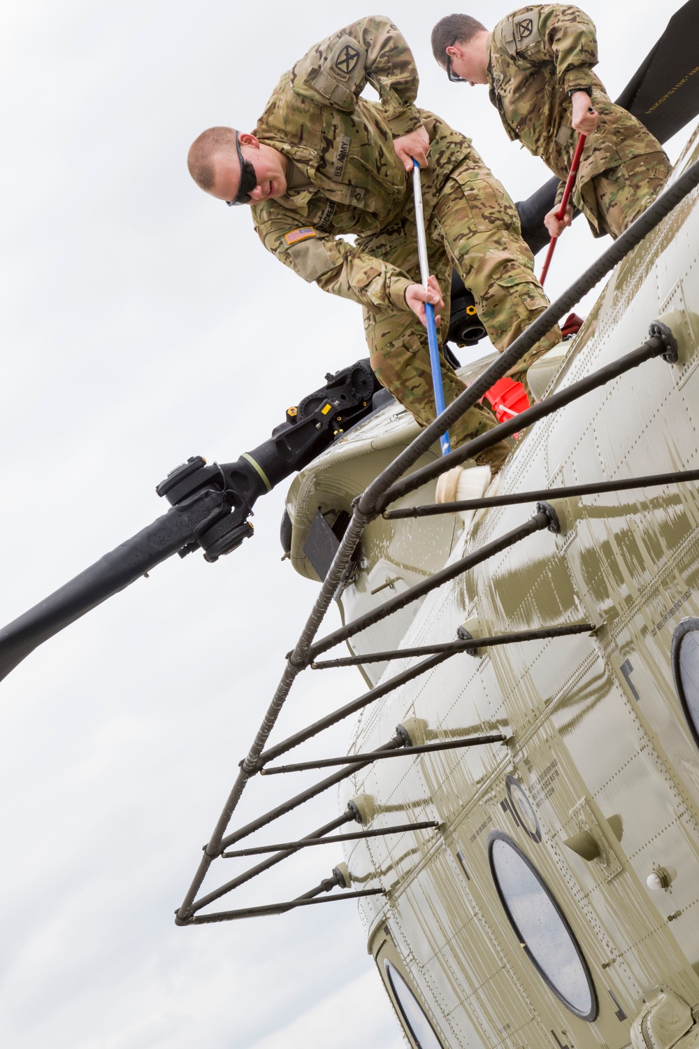 Soldiers ensure aircraft in the Baltics are corrosion free through regular checks and washes