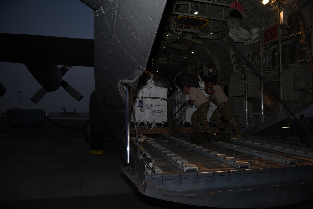 386 AEW deliver critical supplies to the frontlines