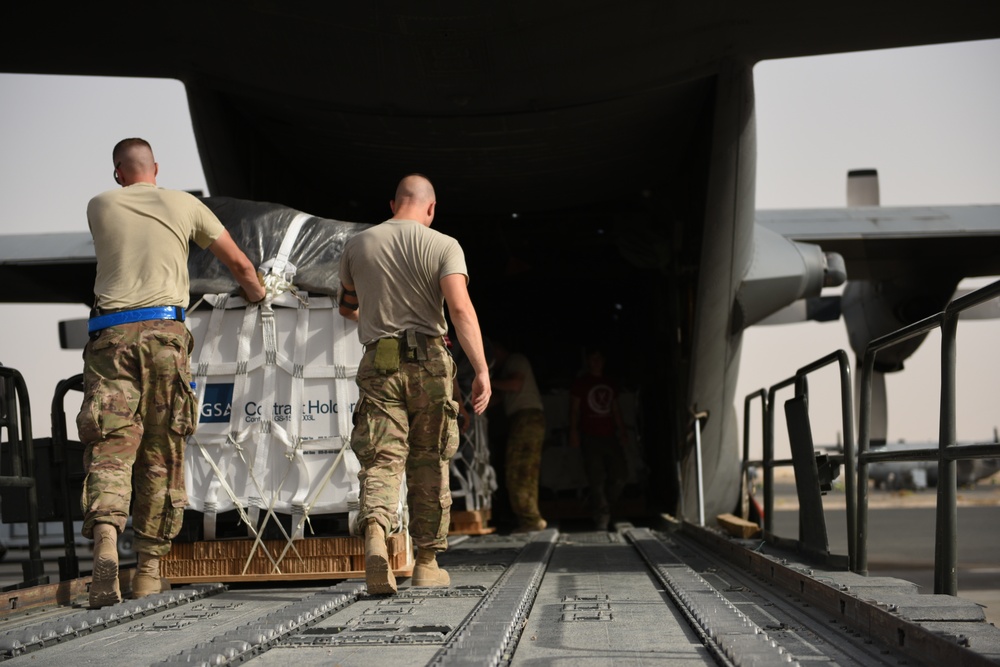 386 AEW deliver critical supplies to the frontlines