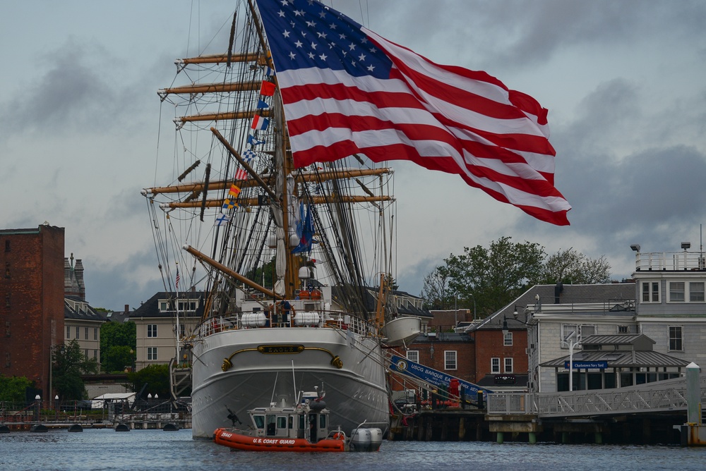 Coast Guard patrols near Charlestown Navy Yard in Boston