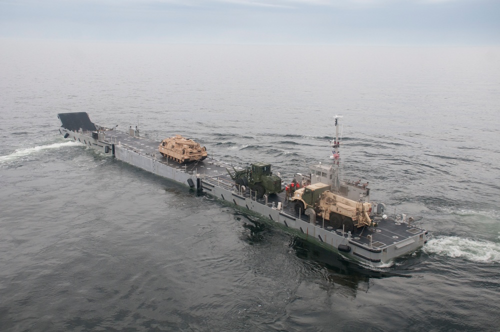 Elements of  NAVAL BEACH GROUP TWO Kick Off Saber Strike 17 With In-stream Maritime Offloads