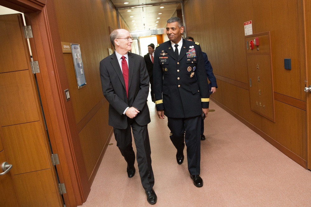 Gen. Brooks, Chargé d’Affaires Knapper, Minister Kang Meet for First Time