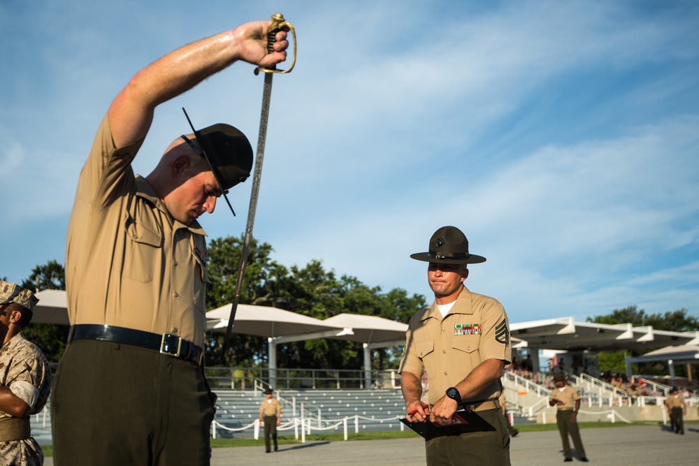 Marine recruits demonstrate discipline through drill on Parris Island