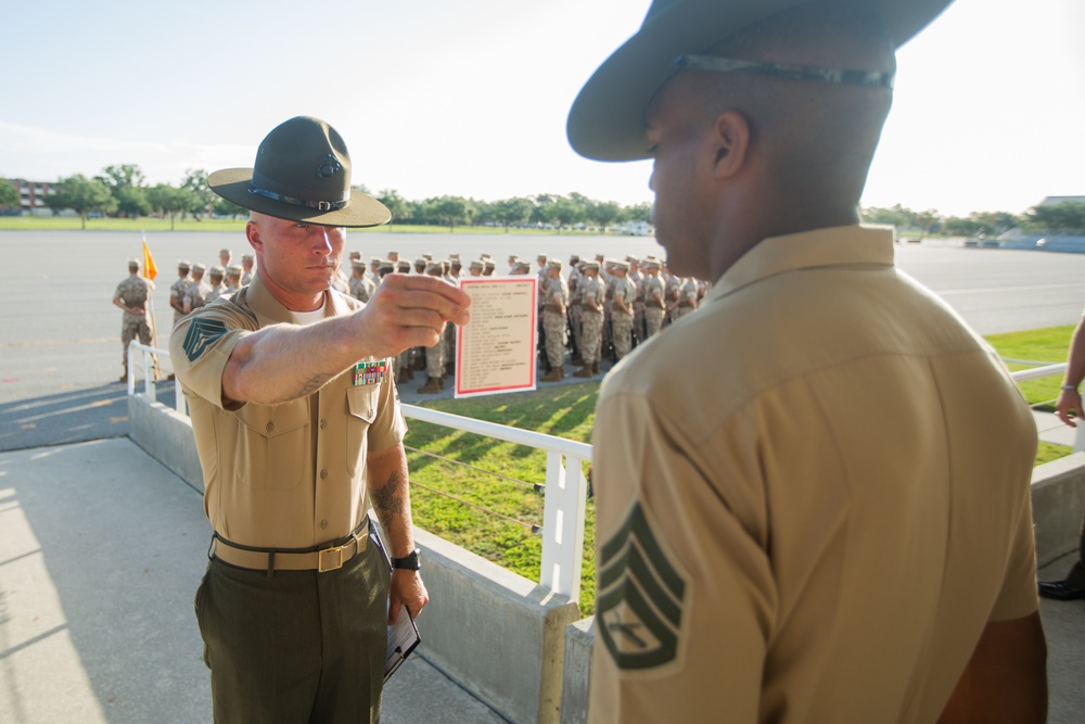 Marine recruits demonstrate discipline through drill on Parris Island