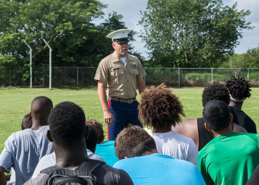 RSS Winter Haven Marines speak with high school football players