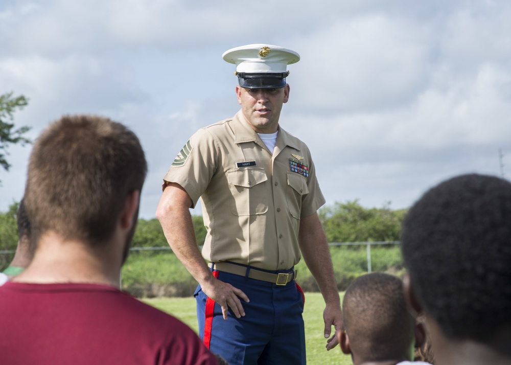 RSS Winter Haven Marines speak with high school football players