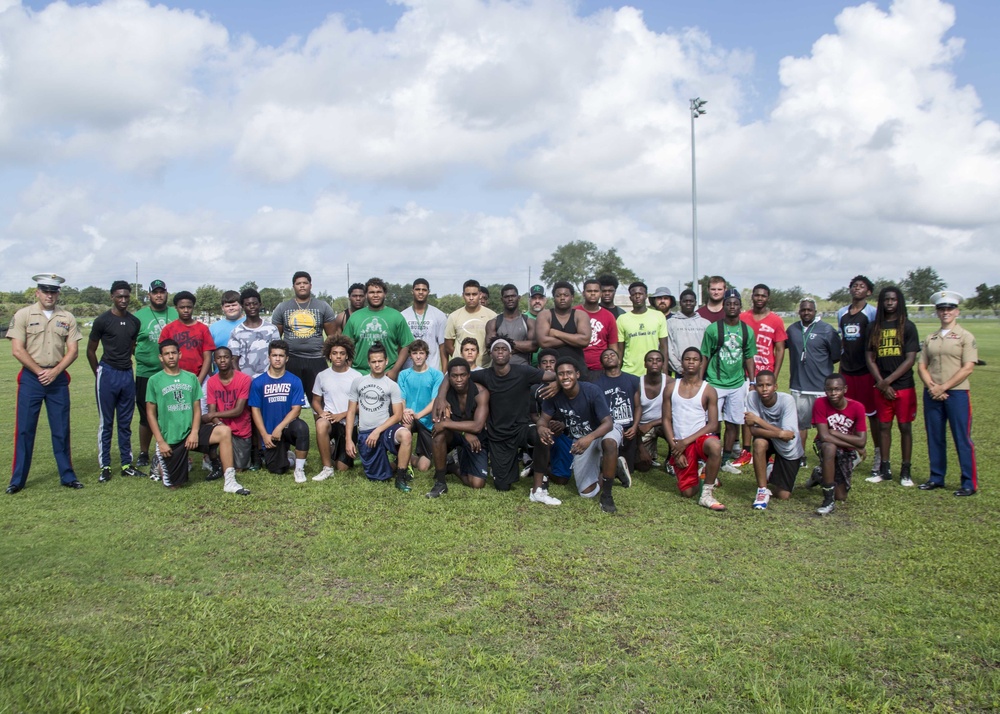 RSS Winter Haven Marines speak with high school football players