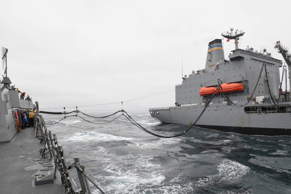 Wayne E. Meyer Conducts a Replenishment-at-Sea During Tiger Cruise